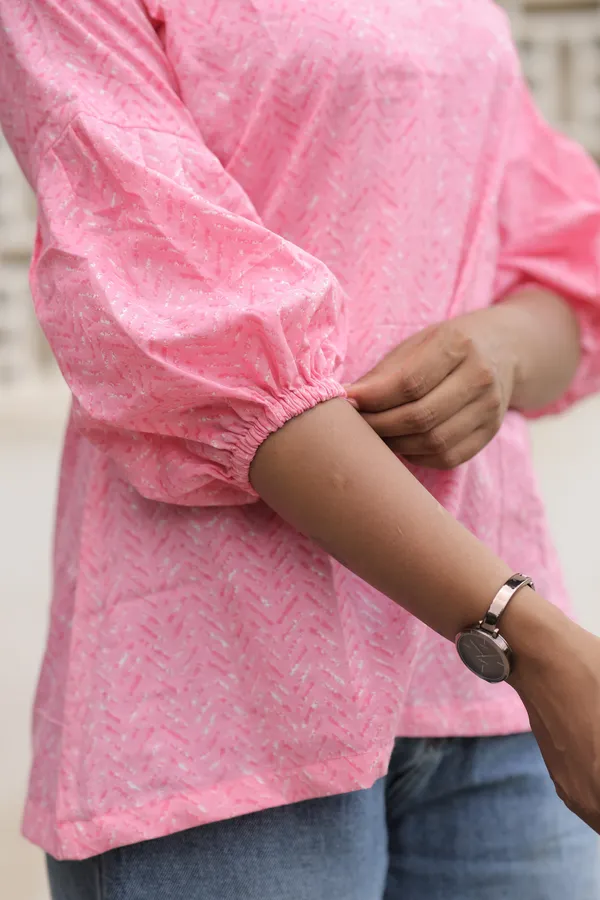 Pink_Cotton_Flared_Top_For_Women