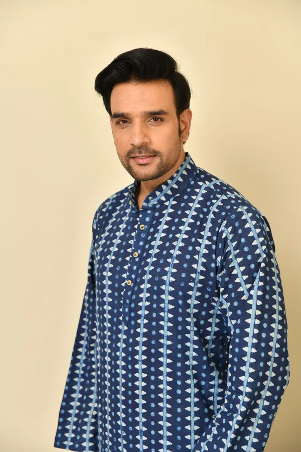 Blue_Cambric_Cotton_Straight_Long_Kurta_For_Men
