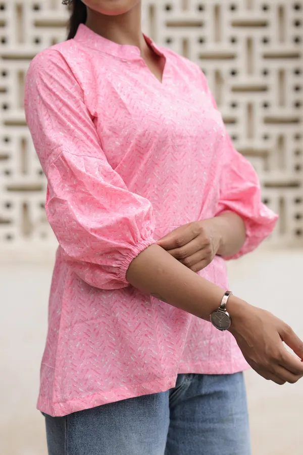 Pink_Cotton_Flared_Top_For_Women