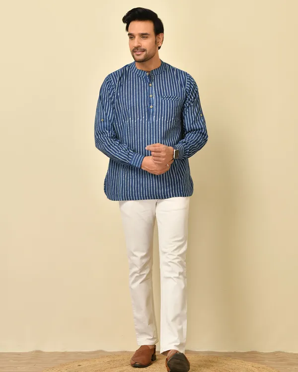 Blue_Cambric_Cotton_Striped_Full_Sleeve_Shirt_For_Men