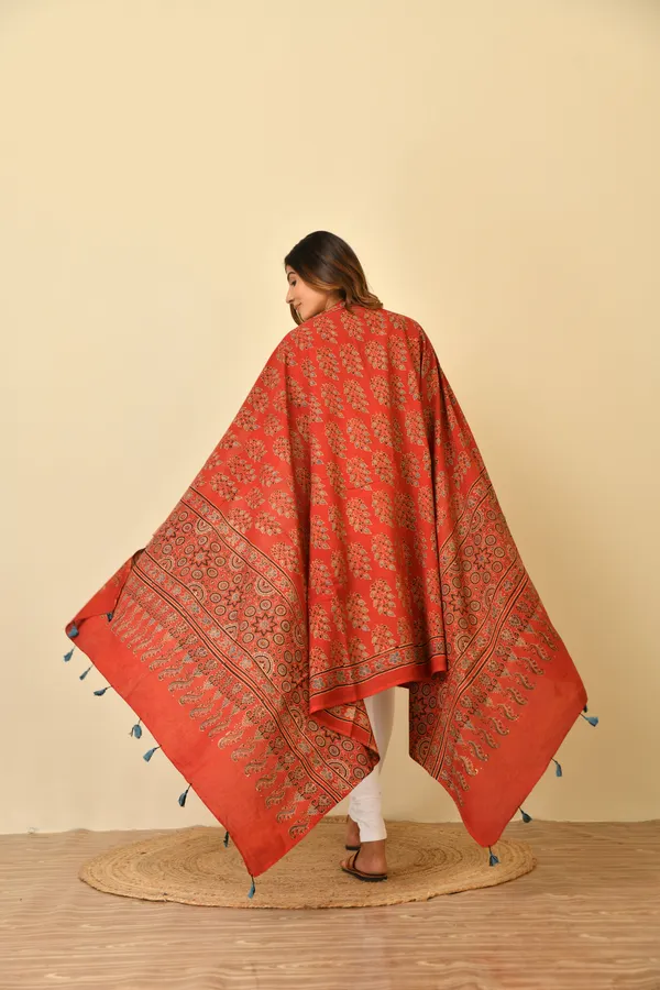 Red_Cotton_Ajrakh_Printed_Dupatta_For_Women