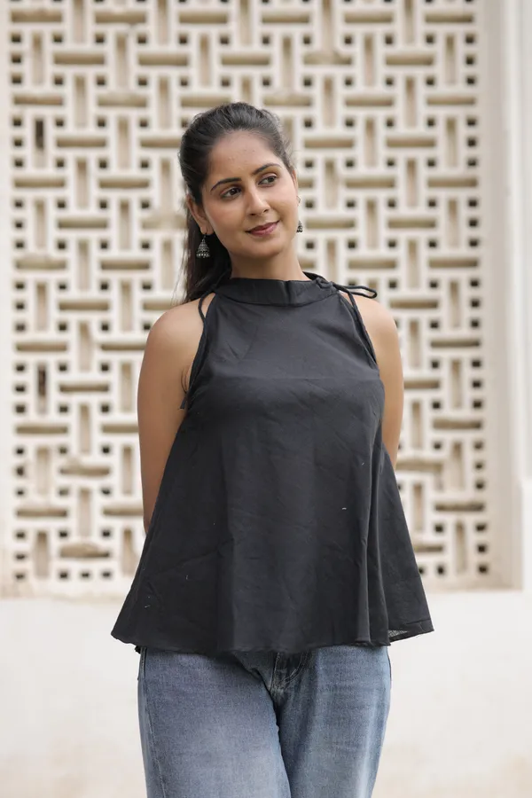 Black_Cotton_Slub_Peplum_Top_For_Women