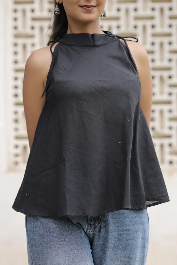 Black_Cotton_Slub_Peplum_Top_For_Women