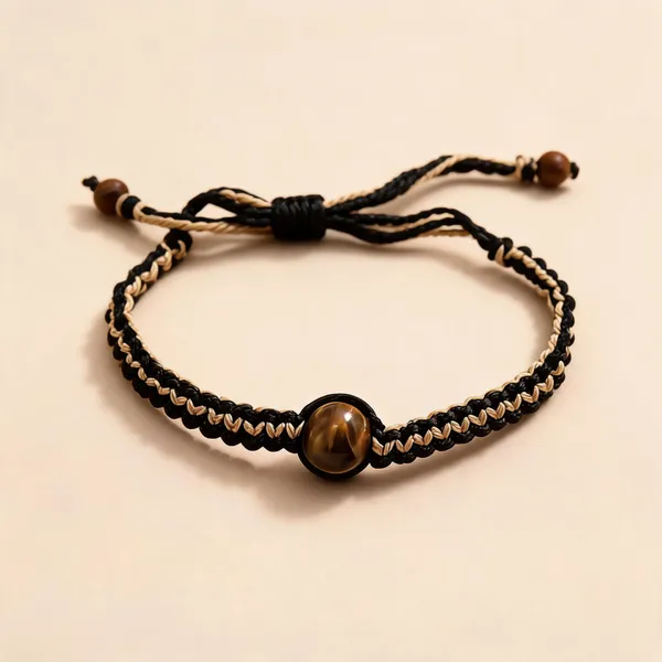 Black_Tiger_Eye_Picture_Jasper_Beaded_Bracelet_For_Unisex