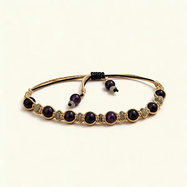 Purple_Amethyst_Moonstone_Beaded_Adjustable_Bracelet_For_Unisex