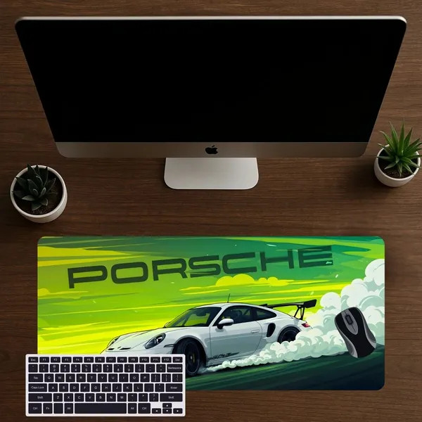 Sigma_One_White_Porsche_Car_Print_Extended_Keyboard_Mouse_Pad