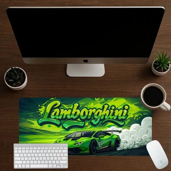 Sigma_One_Green_Sports_Car_Print_Extended_Keyboard_Mouse_Pad