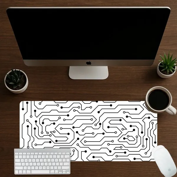 Sigma_One_White_Circuit_Board_Print_Extended_Mouse_Pad_23X11