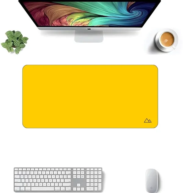 Sigma_One_Yellow_Minimal_Extended_Desk_Mat_23X11_Inch_Non-Slip_Waterproof