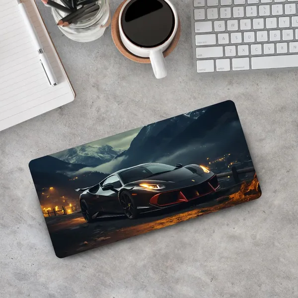 Sigma_One_Car_Silhouette_Sunset_Print_Extended_Keyboard_Mouse_Pad_Multicolor