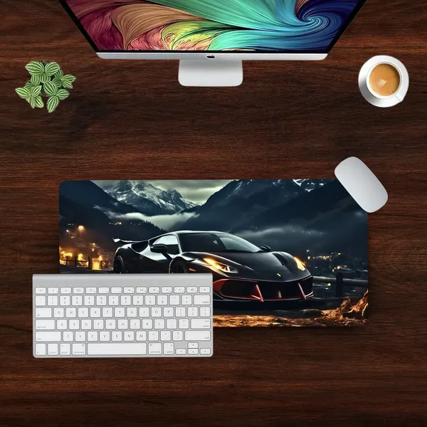 Sigma_One_Car_Silhouette_Sunset_Print_Extended_Keyboard_Mouse_Pad_Multicolor