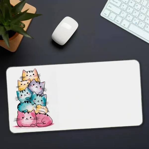 Sigma_One_Cute_Cats_White_Extended_Keyboard_Mouse_Pad