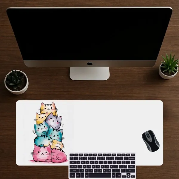 Sigma_One_Cute_Cats_White_Extended_Keyboard_Mouse_Pad