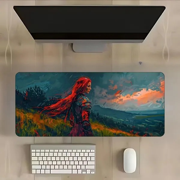 Sigma_One_Warrior_Girl_Printed_Extended_Keyboard_Mouse_Pad
