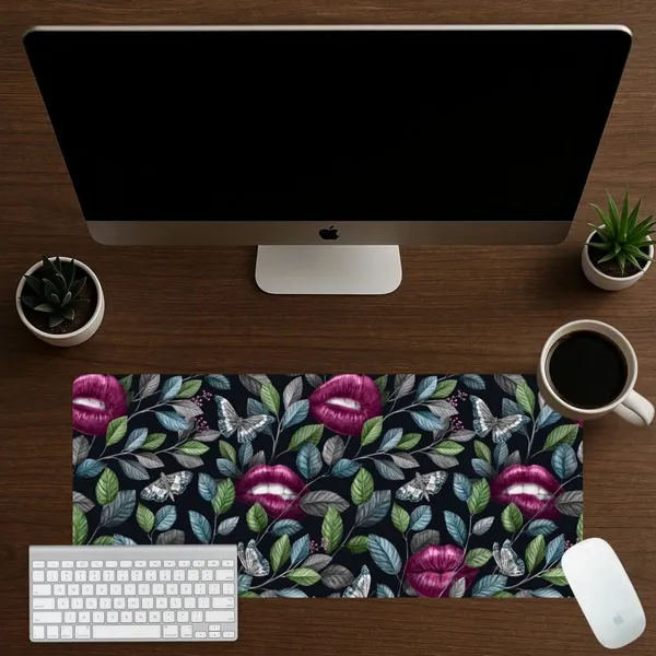 Sigma_One_Plum_Kiss_Leaf_Design_Extended_Keyboard_Mouse_Pad