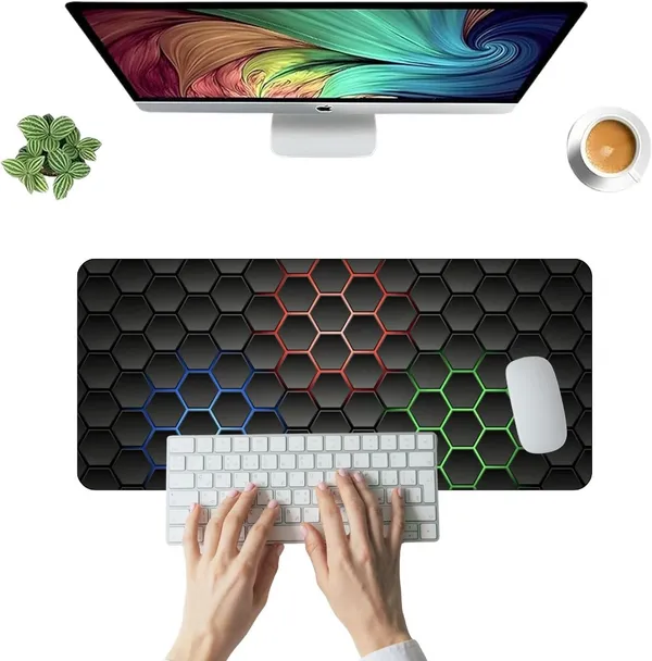 Sigma_One_Honey_Grid_Design_Extended_Keyboard_Mouse_Pad