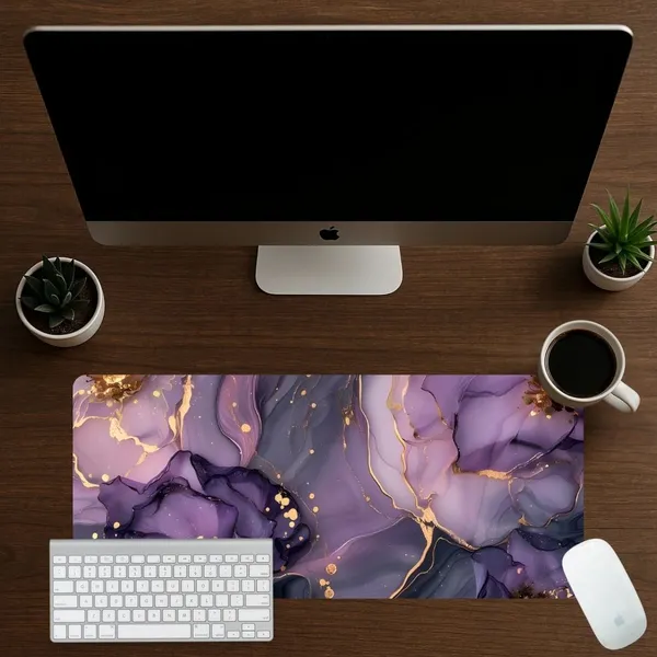 Sigma_One_Purple_Flower_Marble_Art_Extended_Desk_Mat