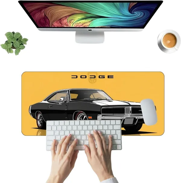 Sigma_One_1969_Dodge_Charger_Print_Extended_Keyboard_Mouse_Pad_Multicolor