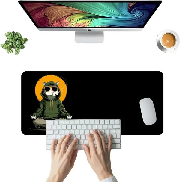 Sigma_One_Cool_Cat_Graphic_Extended_Mouse_Pad_23X11_Inch
