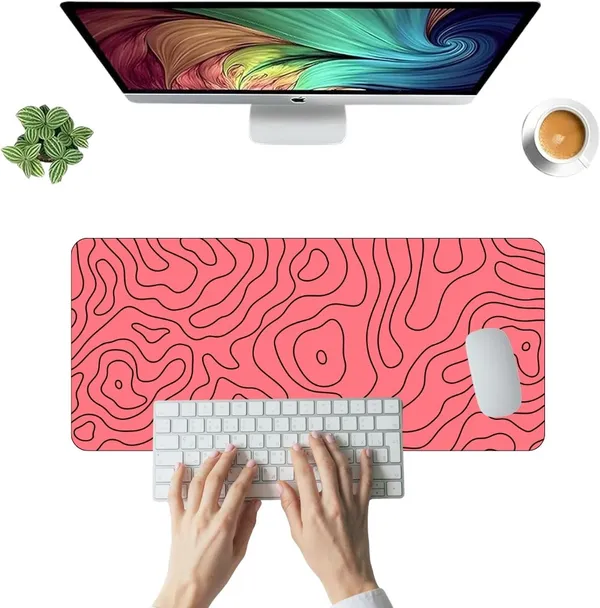 Sigma_One_Pink_Abstract_Design_Extended_Keyboard_Mouse_Pad_Pink