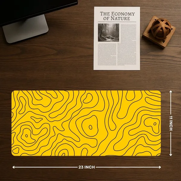 Sigma_One_Yellow_Abstract_Contour_Extended_Mouse_Pad_23X11_Inch