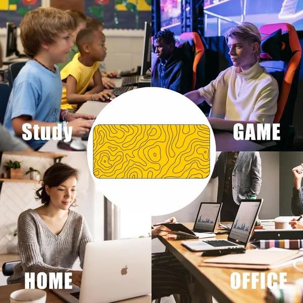 Sigma_One_Yellow_Abstract_Contour_Extended_Mouse_Pad_23X11_Inch