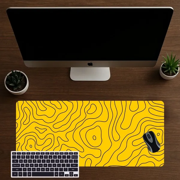 Sigma_One_Yellow_Abstract_Contour_Extended_Mouse_Pad_23X11_Inch