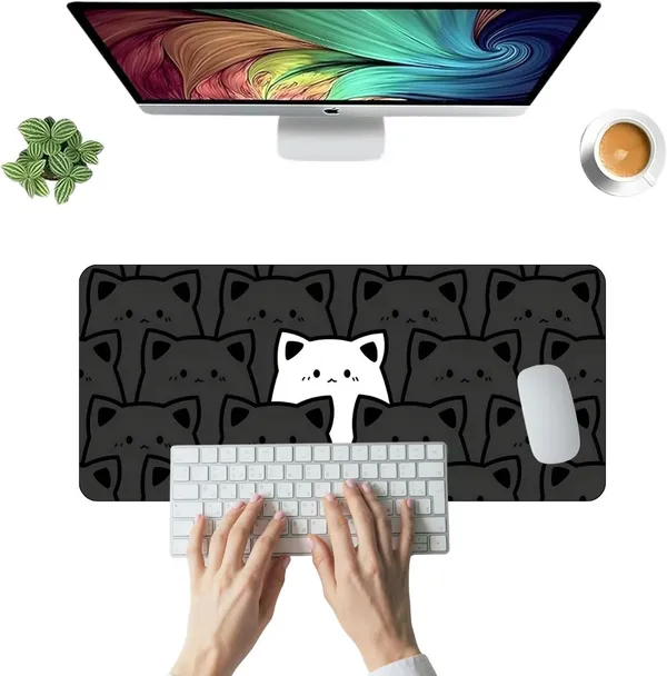 Sigma_One_Black_White_Cats_Print_Extended_Mouse_Pad_23X11_Inch