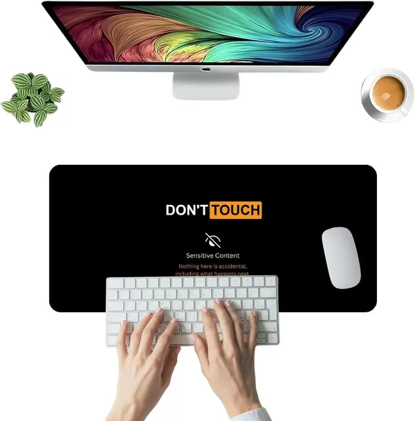 Sigma_One_Don'T_Touch_Quote_Print_Extended_Keyboard_Mouse_Pad_Black