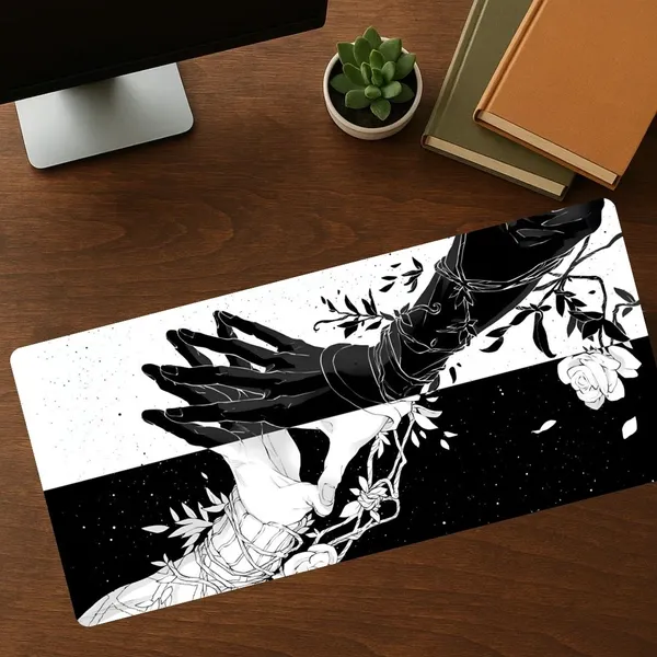 Sigma_One_Black_White_Vine_Hand_Print_Extended_Mouse_Pad_23X11