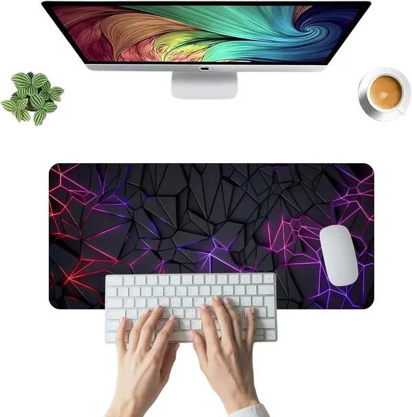 Sigma_One_Neon_Fractures_Extended_Desk_Mat_23X11_Inch_Black