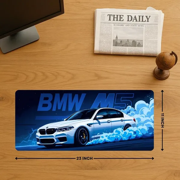 Sigma_One_Sports_Car_Blue_Smoke_Drift_Extended_Desk_Mat_23X11_Inch