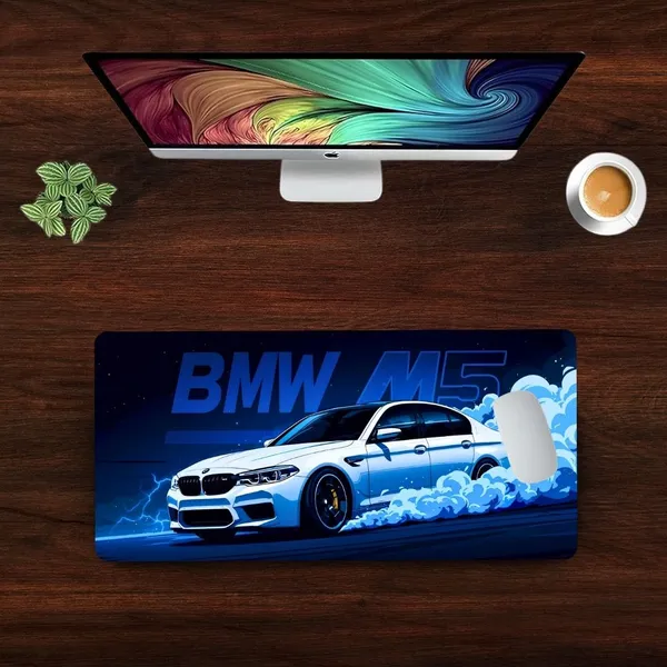 Sigma_One_Sports_Car_Blue_Smoke_Drift_Extended_Desk_Mat_23X11_Inch