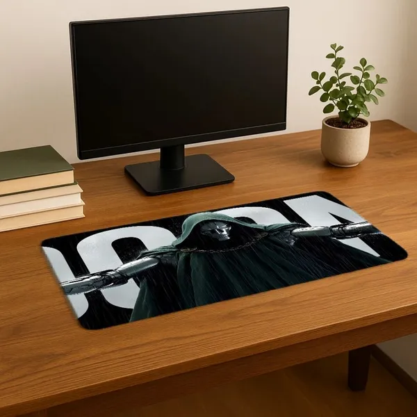 Sigma_One_Armored_Dark_Villain_Green_Cloak_Extended_Gaming_Mouse_Pad_23X11_Inch