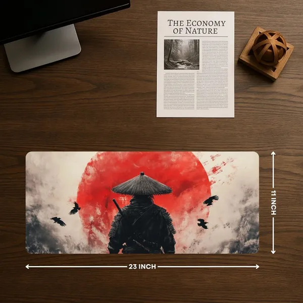 Sigma_One_Samurai_Red_Sun_Crow_Japanese_Watercolour_Extended_Mouse_Pad