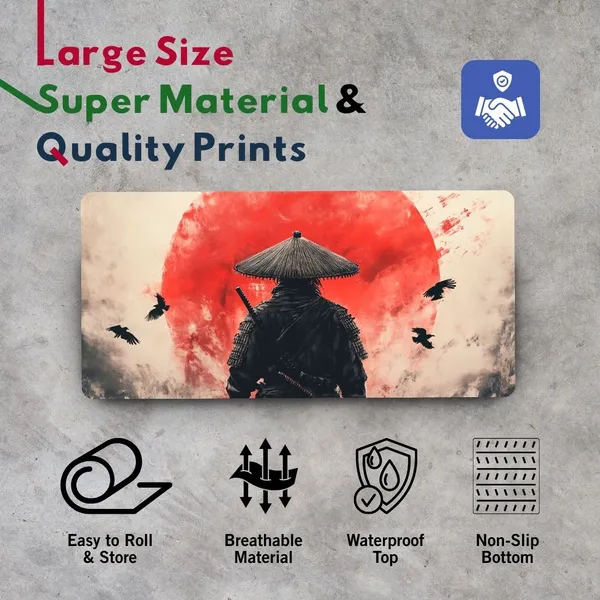 Sigma_One_Samurai_Red_Sun_Crow_Japanese_Watercolour_Extended_Mouse_Pad