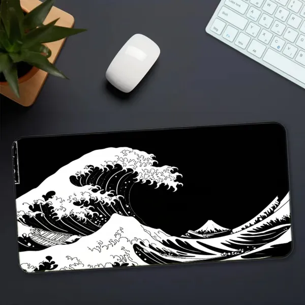 Sigma_One_Black_White_Ocean_Wave_Art_Extended_Mouse_Pad__Non-Slip