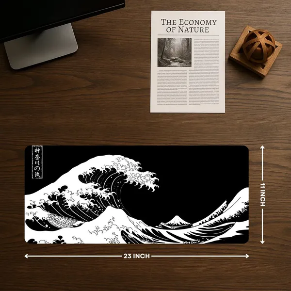 Sigma_One_Black_White_Ocean_Wave_Art_Extended_Mouse_Pad__Non-Slip