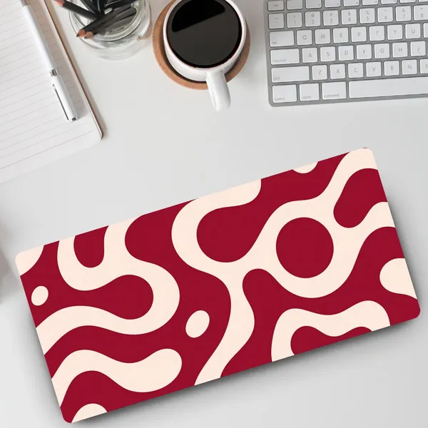 Sigma_One_Red_Cream_Abstract_Wave_Extended_Mouse_Pad_58X28_Cm_Non-Slip_Base
