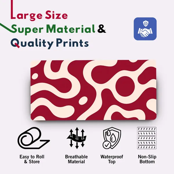 Sigma_One_Red_Cream_Abstract_Wave_Extended_Mouse_Pad_58X28_Cm_Non-Slip_Base