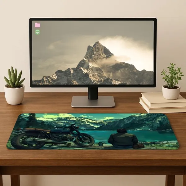 Sigma_One_Solo_Biker_Mountain_Lake_Scenic_Art_Extended_Mouse_Pad_23X11_Inch