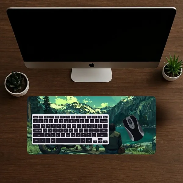 Sigma_One_Solo_Biker_Mountain_Lake_Scenic_Art_Extended_Mouse_Pad_23X11_Inch