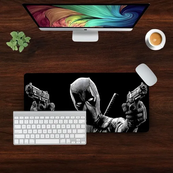 Sigma_One_Masked_Dual_Gun_Sketch_Print_Extended_Keyboard_Mouse_Pad_Black