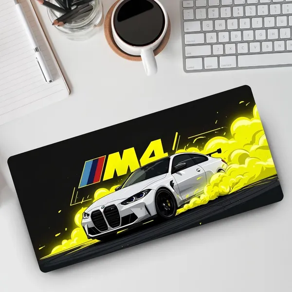 Sigma_One_Sport_Coupe_Yellow_Smoke_Drift_Extended_Mouse_Pad_23X11_Inch