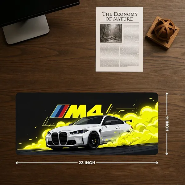 Sigma_One_Sport_Coupe_Yellow_Smoke_Drift_Extended_Mouse_Pad_23X11_Inch