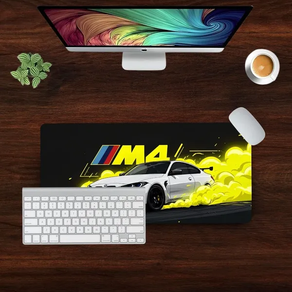 Sigma_One_Sport_Coupe_Yellow_Smoke_Drift_Extended_Mouse_Pad_23X11_Inch