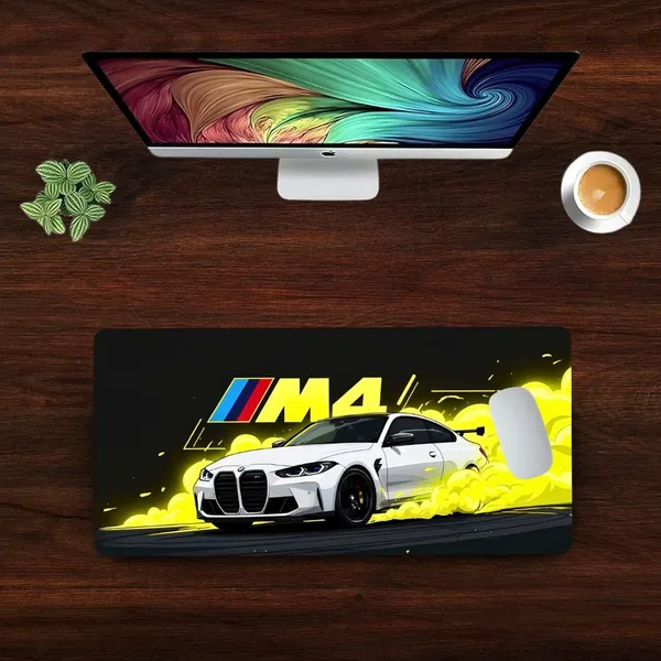 Sigma_One_Sport_Coupe_Yellow_Smoke_Drift_Extended_Mouse_Pad_23X11_Inch
