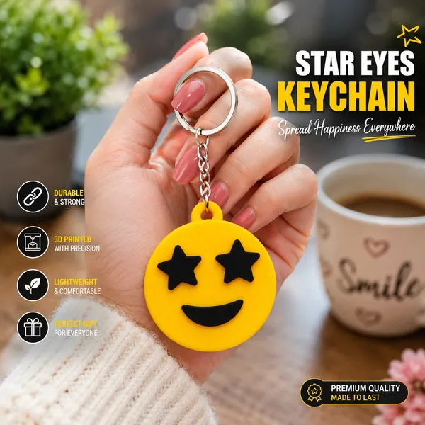 Yellow_3D_Printed_Star_Eyes_Keychain_for_Everyone