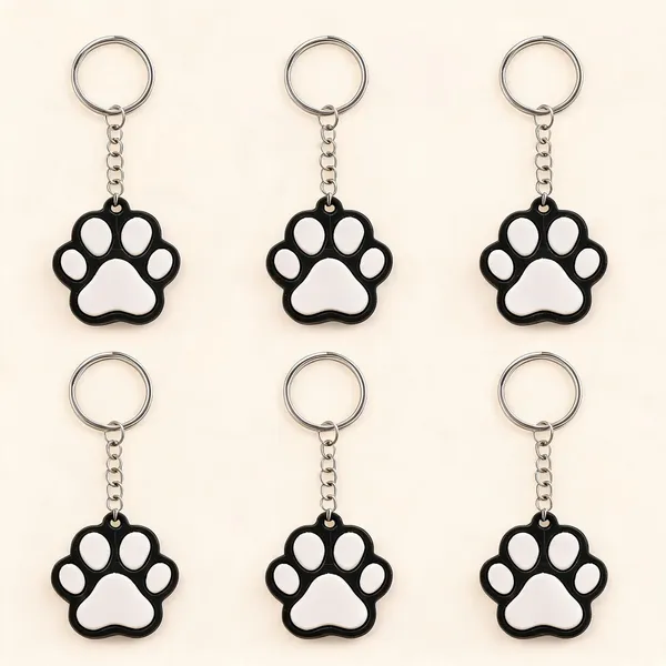 Black__And_White_Plastic_Keychain_Pack_Of_6