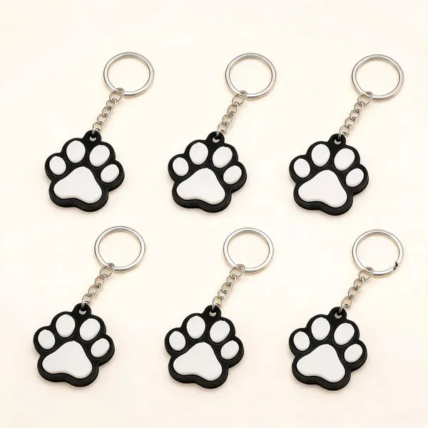 Black__And_White_Plastic_Keychain_Pack_Of_6